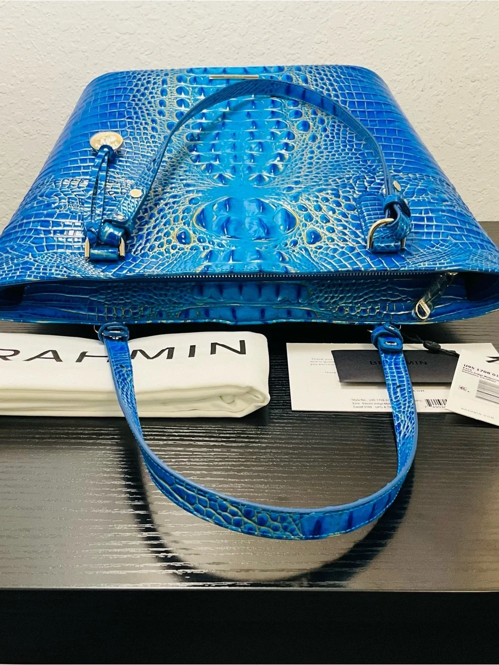 Brahmin Ezra ELECTRIC INDIGO MELBOURNE OMBRÉ Tote Shoulder Bag W/Eye